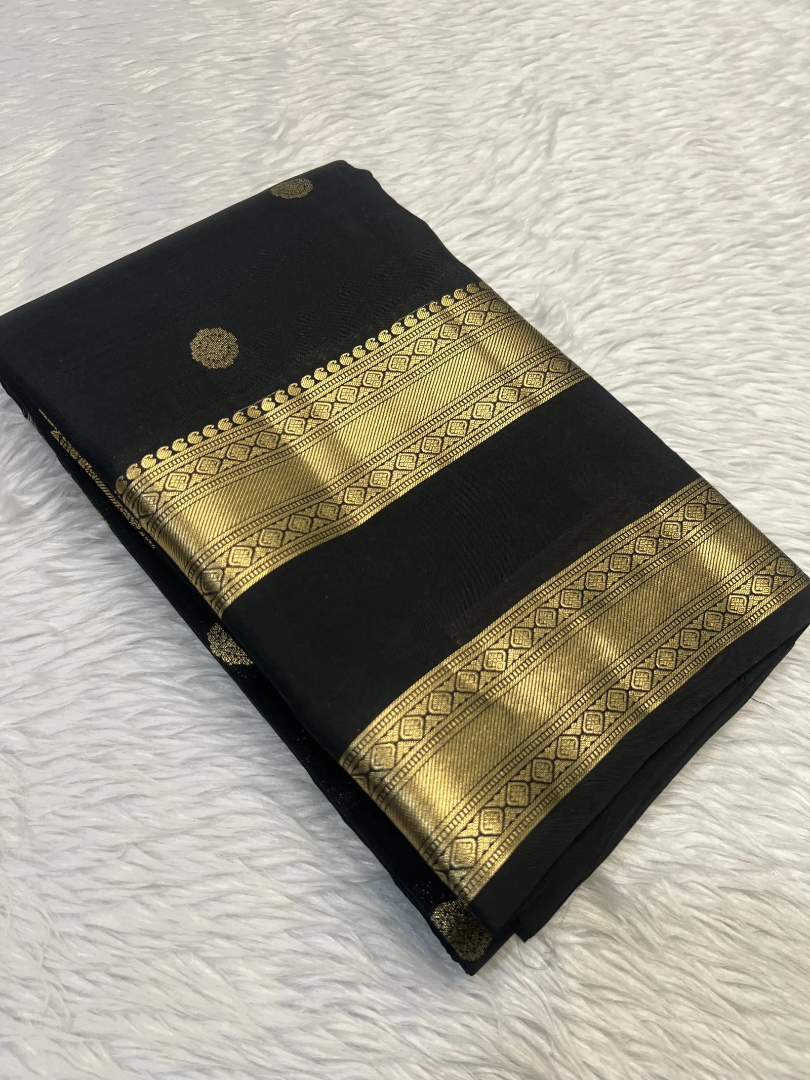 Black Saree with Gold Woven Border