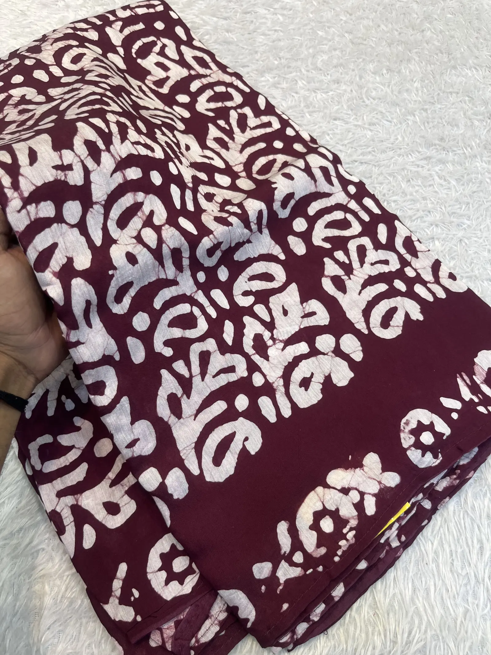E1094128 – Wine Cotton Mul Saree with Ivory Print